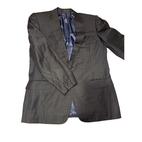 Ermenegildo Zegna Sports Coat Gray Striped TROFEO Style 100% Wool Size 44 R - Picture 7 of 11